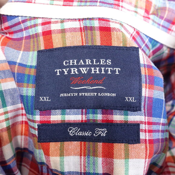 CHARLES TYRWHITT WEEKEND CLASSIC FIT LINEN BLEND BUTTON DOWN SHIRT MENS 2XL XXL - Picture 6 of 7